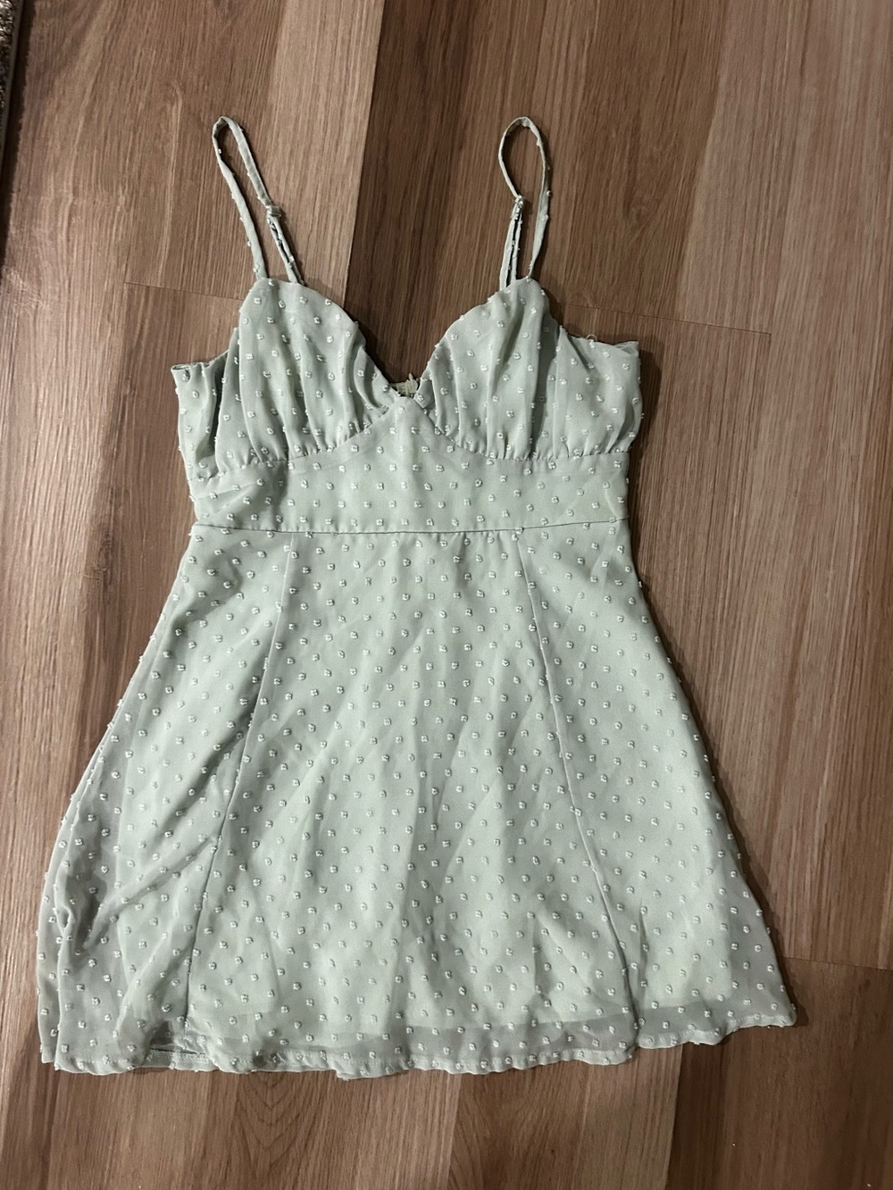 SHEIN Mint Green Swiss Dot Slip Mini Dress